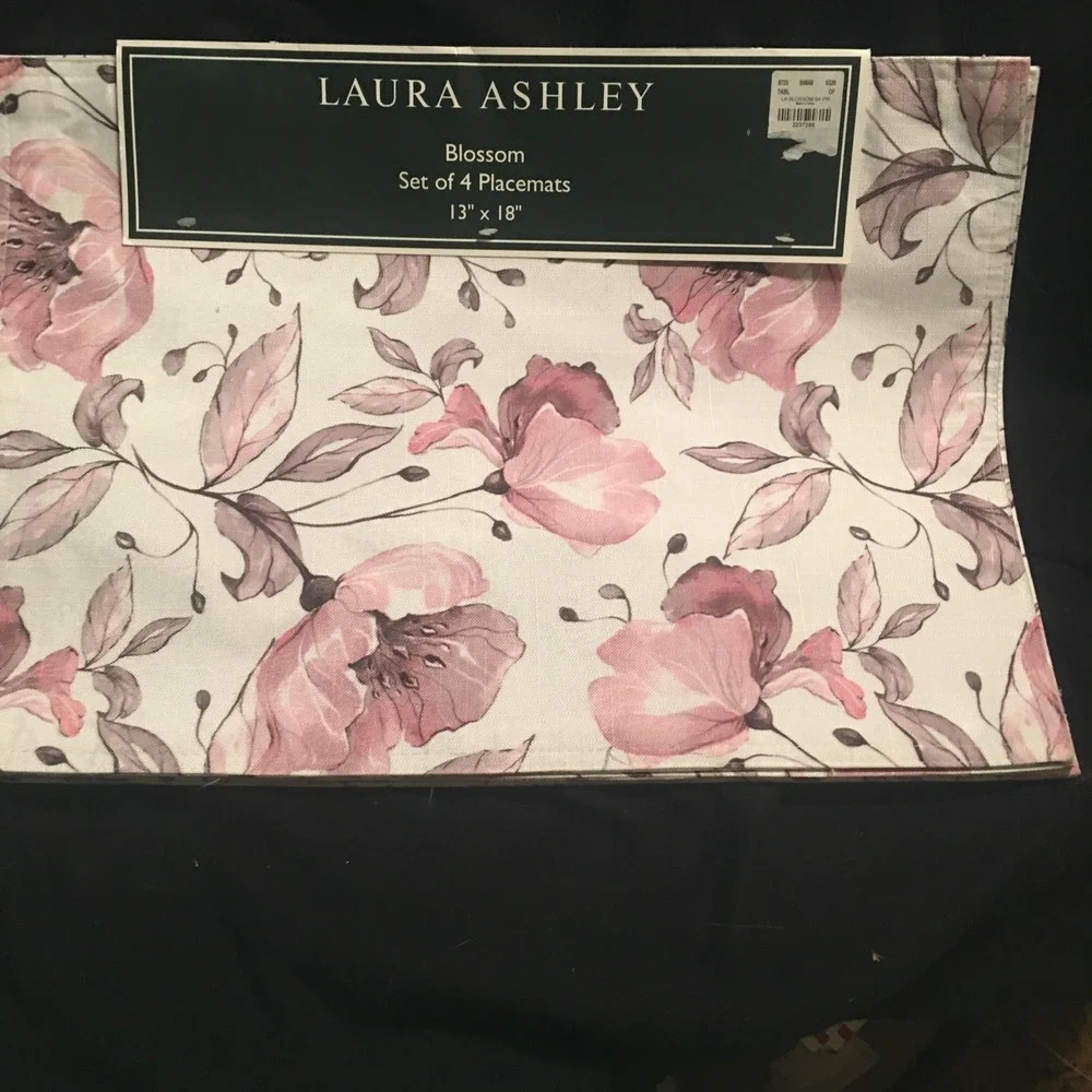 Laura Ashley Placemats Botanical Florals Set of 4 Cottagecore Shabby Chic 13x18